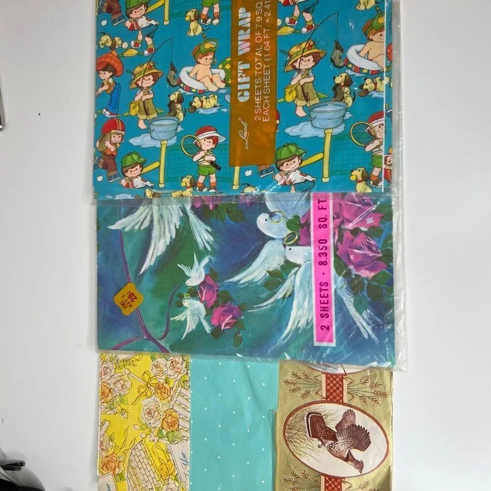 Vintage wrapping paper lot of 3 packs All different, wedding, bridal shower, bi